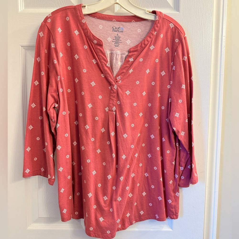 Women's Croft & Barrow Pleat-Front Henley Top
